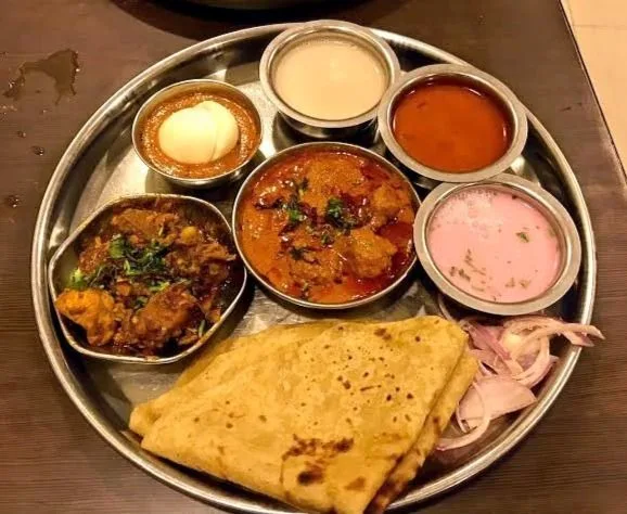Jatra Dhangari Thali served at Hotel Atithi