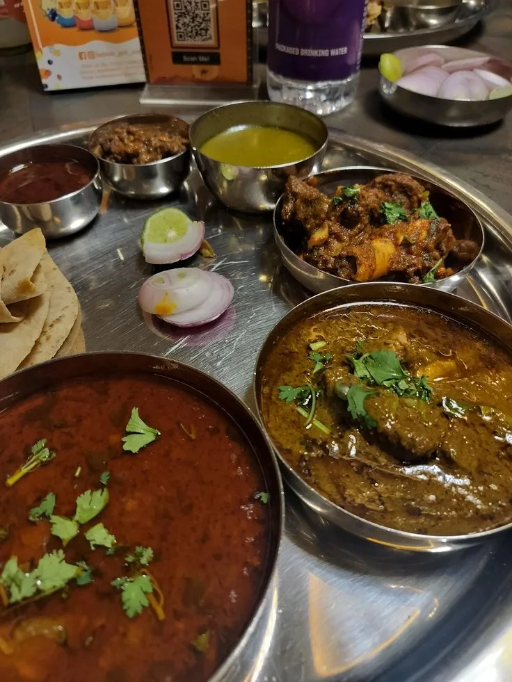 Mutton Thali with Solkadhi served at Hotel Atithi