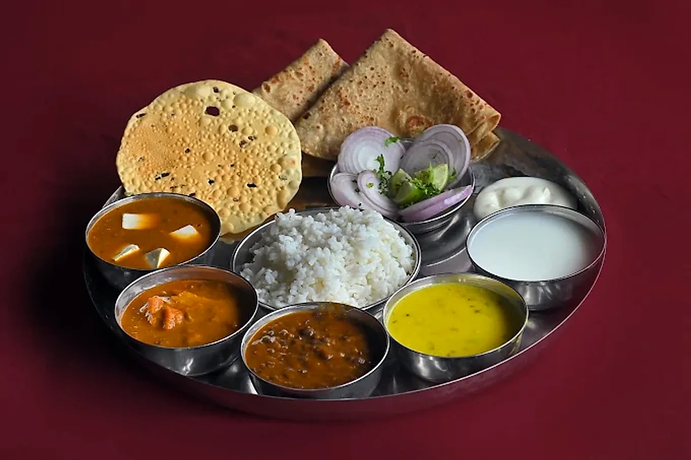 Veg Thali served at Hotel Atithi